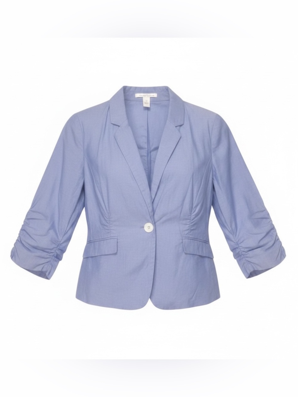 Kenneth Cole NY  2 chambray blue 100% cotton 3/4 sleeve‎ ruched blazer